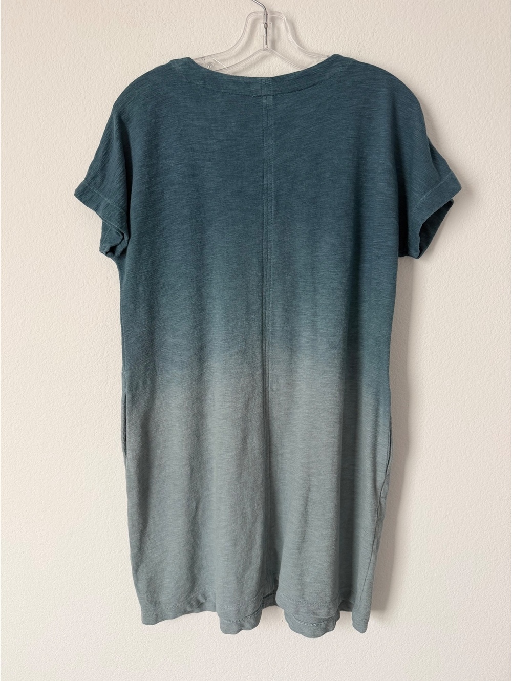 J. Jill Short Sleeve V-Neck 100% Cotton Blue/Gray Ombre Dress Size S Petite - Picture 2 of 8